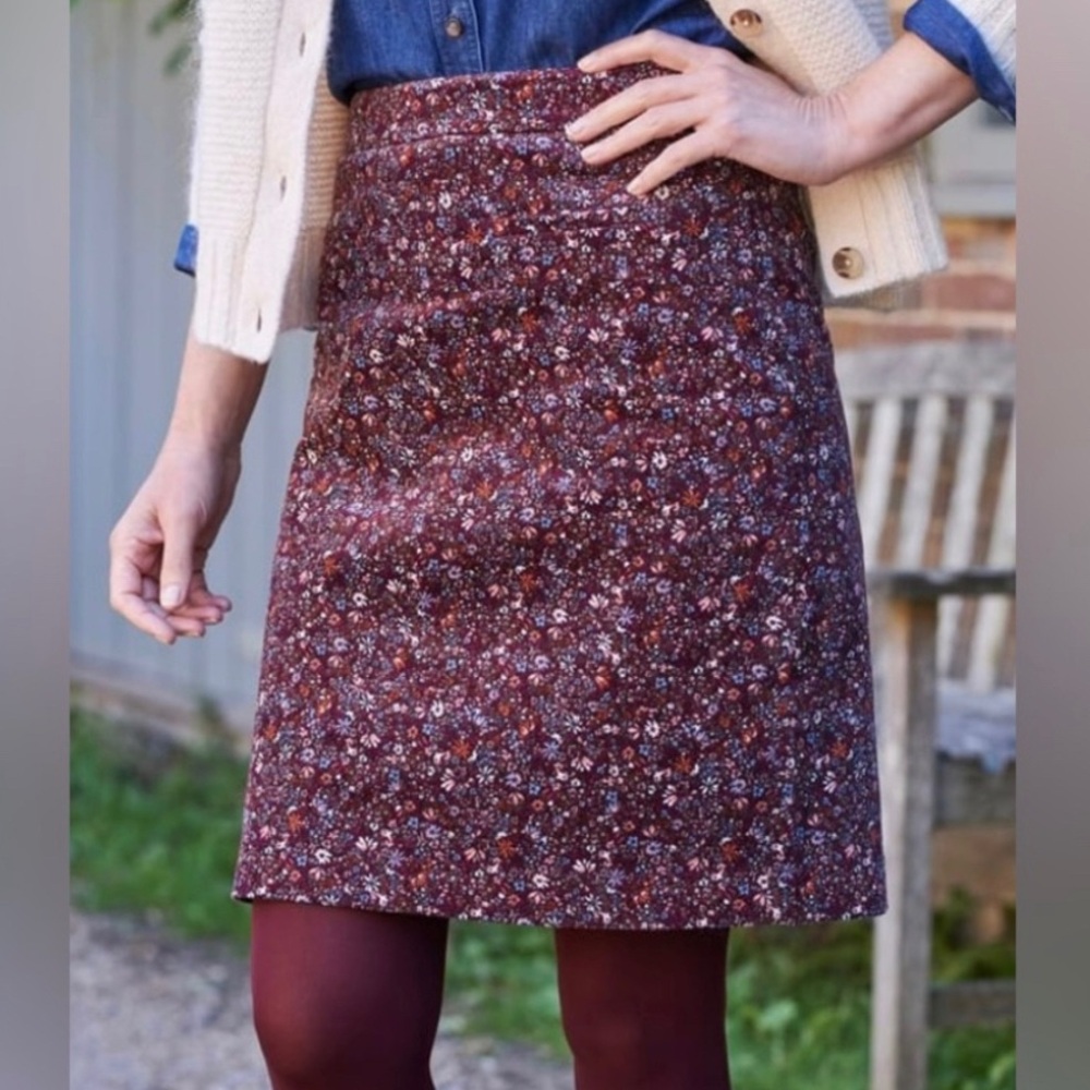 Woolovers floral corduroy skirt, size 12, NWT